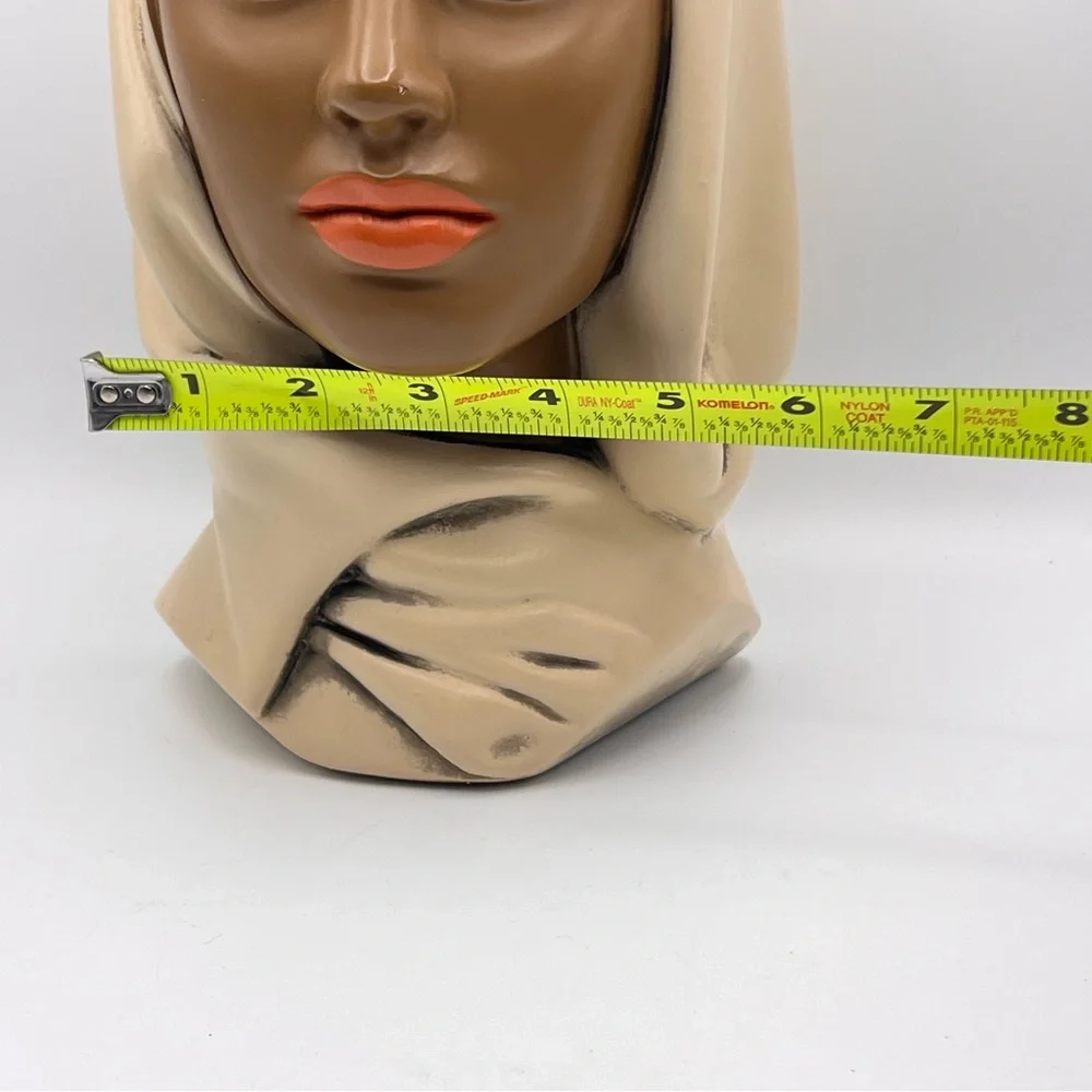 Vtg MCM MARWAL Chalkware Bust Middle Eastern Woman India Headscarf Hijab 10.5